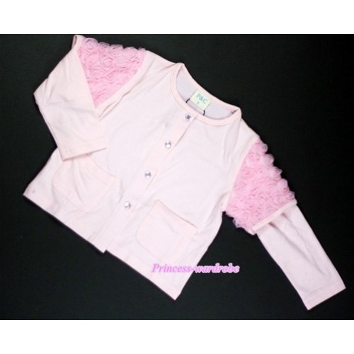 Light Pink Long Sleeve Coat with Light Pink Rosettles T455 
